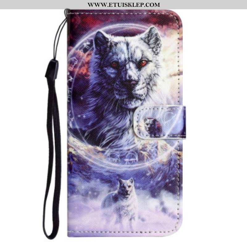 Etui Folio do Samsung Galaxy S23 5G z Łańcuch Smycz Wilk